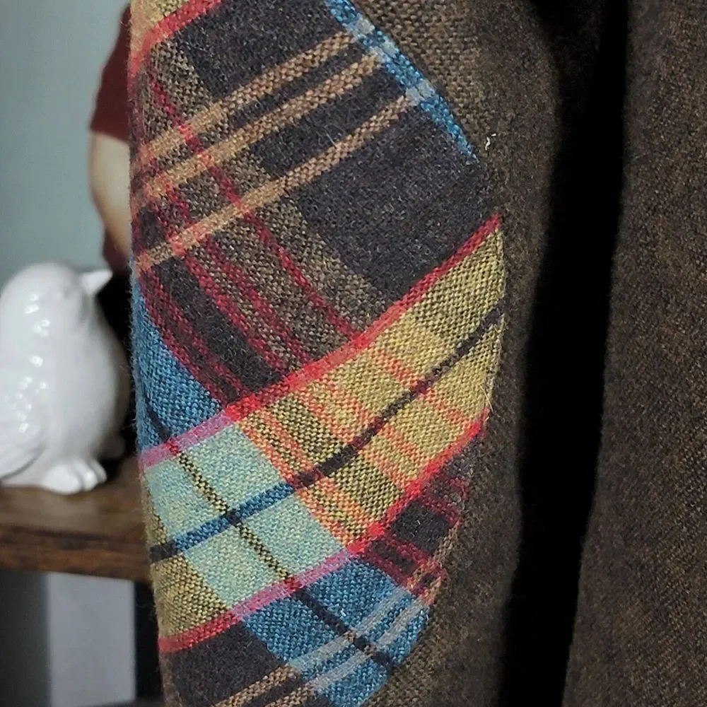 Bruno Conte Don Jonathan Men's Flannel Sport Coat Blazer‎ Two Button Brown XL